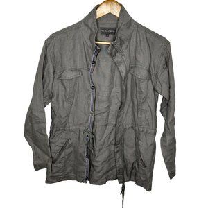 Michael Stars Women's Grey Small Linen Drawstring Utility Jacket
